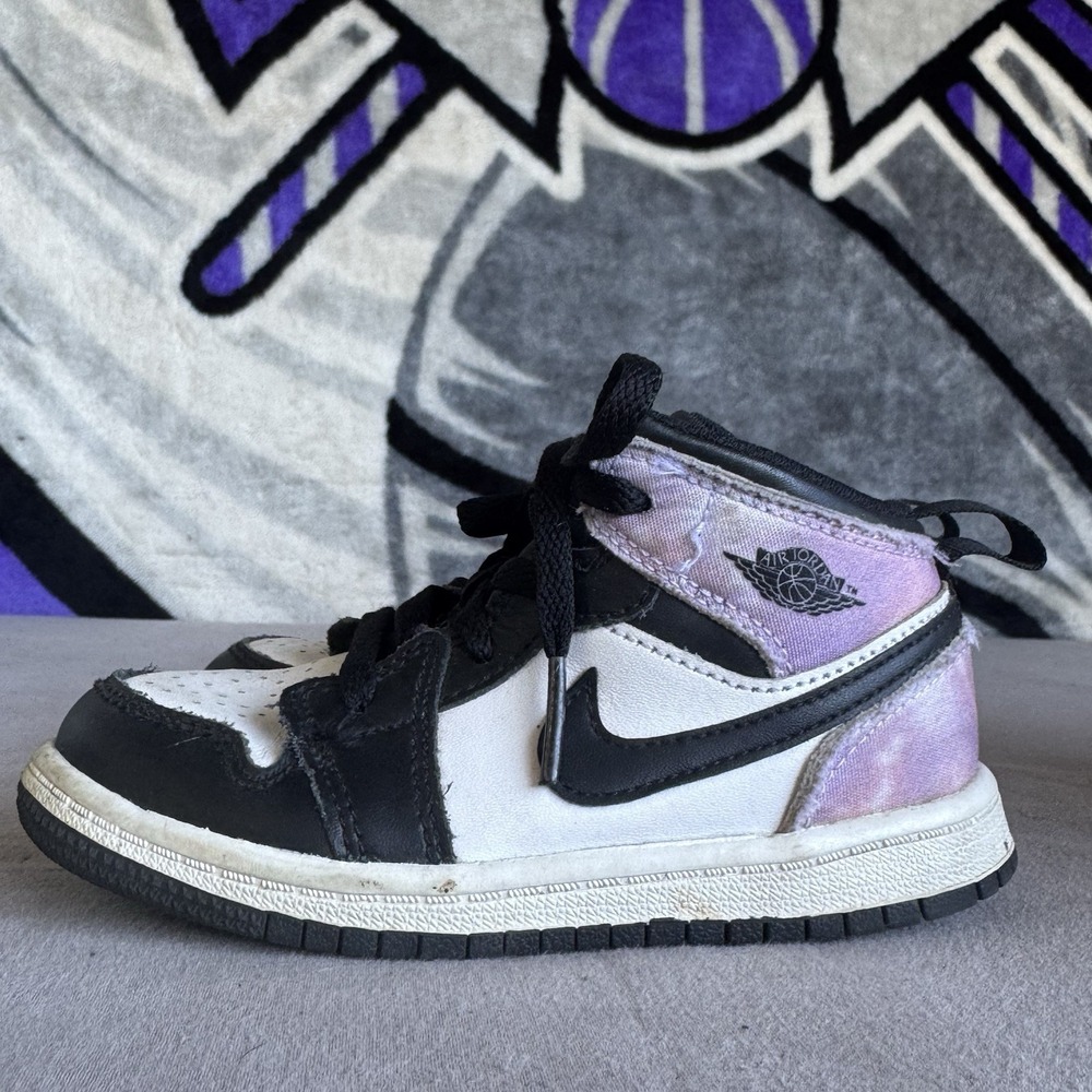 Size 9c -Nike Air Jordan 1 Mid "Zen Master" Toddler Shoes Black White DM6217-001